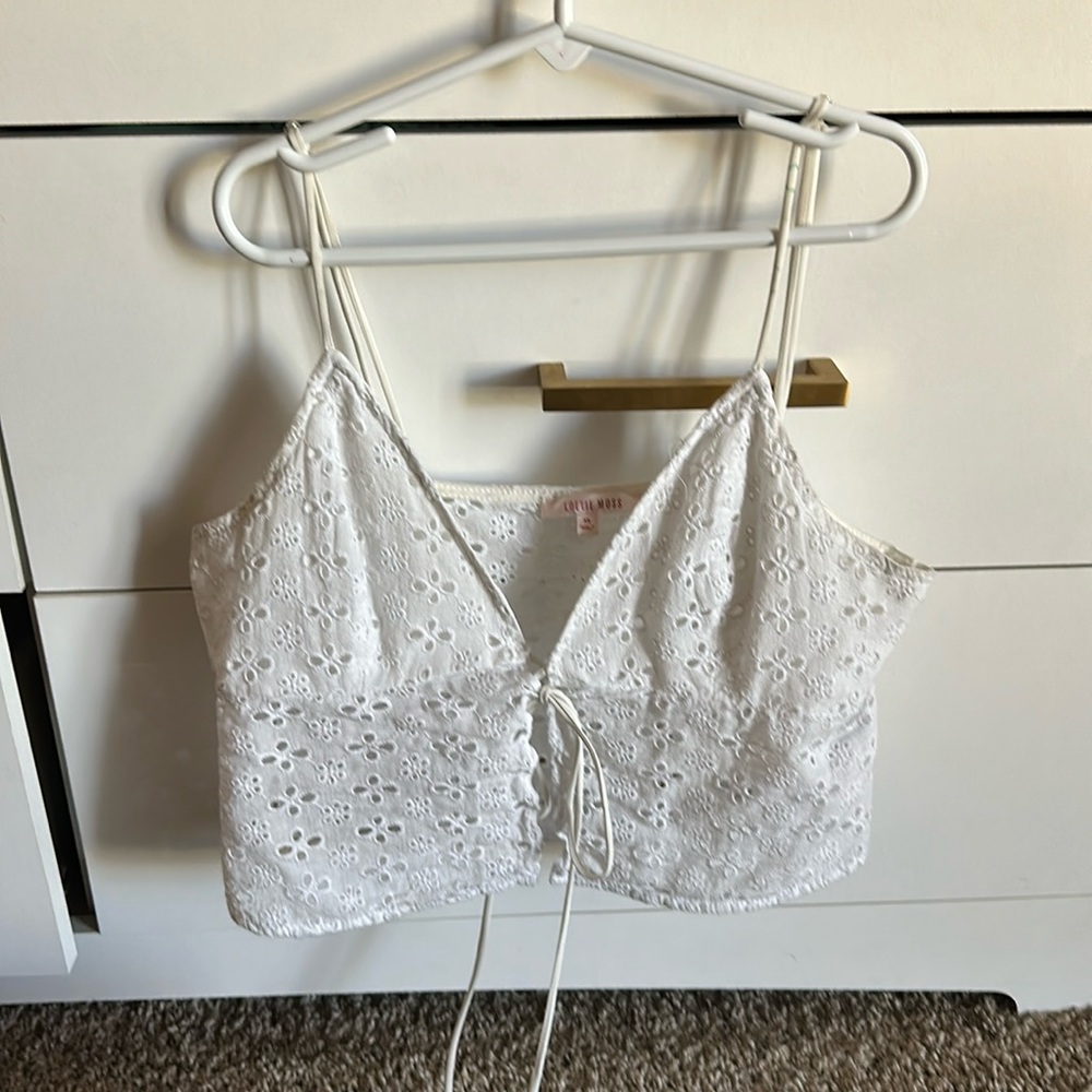 Summer eyelet tie crop top